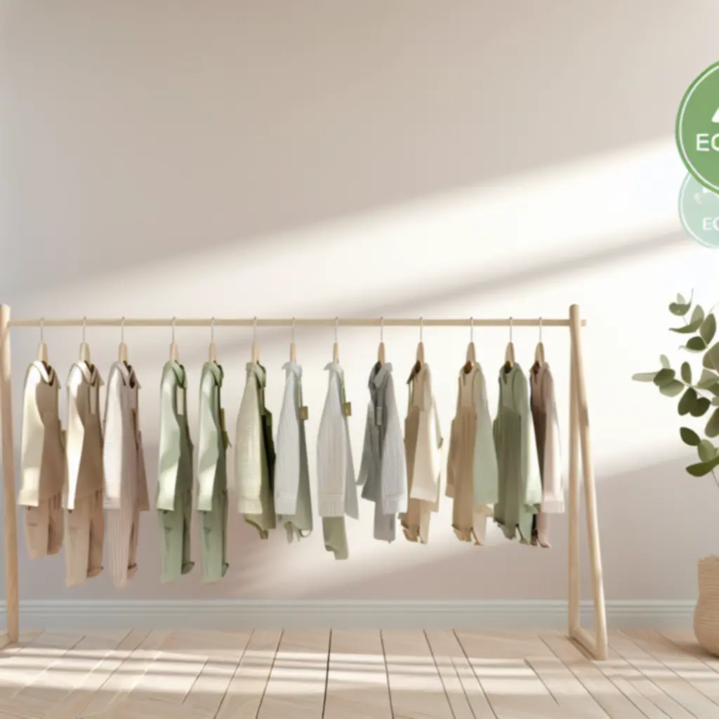 Pastelowa eko-kolekcja ubranek dziecięcych z metkami eco