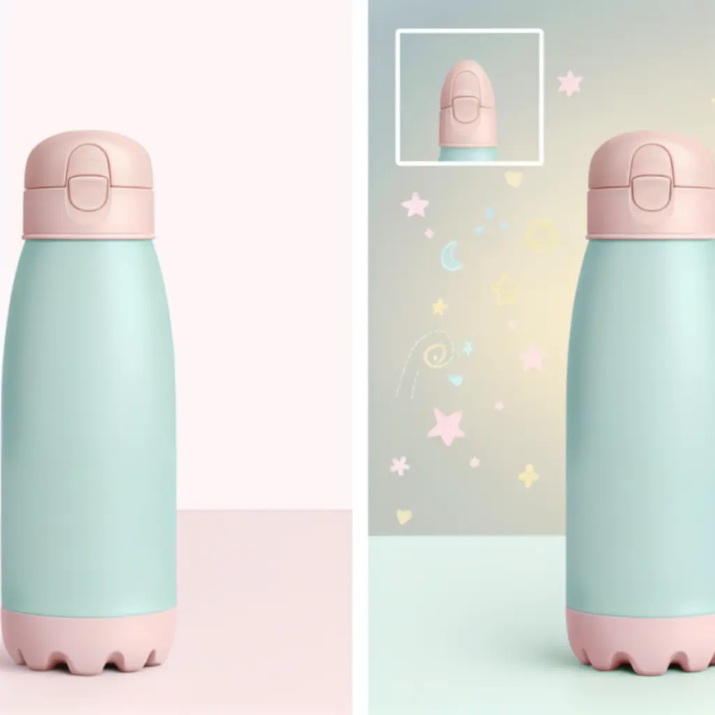 Pastelowa butelka termiczna dla dzieci z ustnikiem