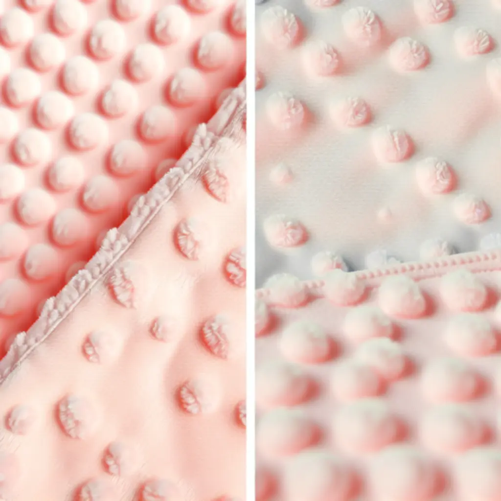 Pastelowy kocyk Minky z delikatnymi wypustkami