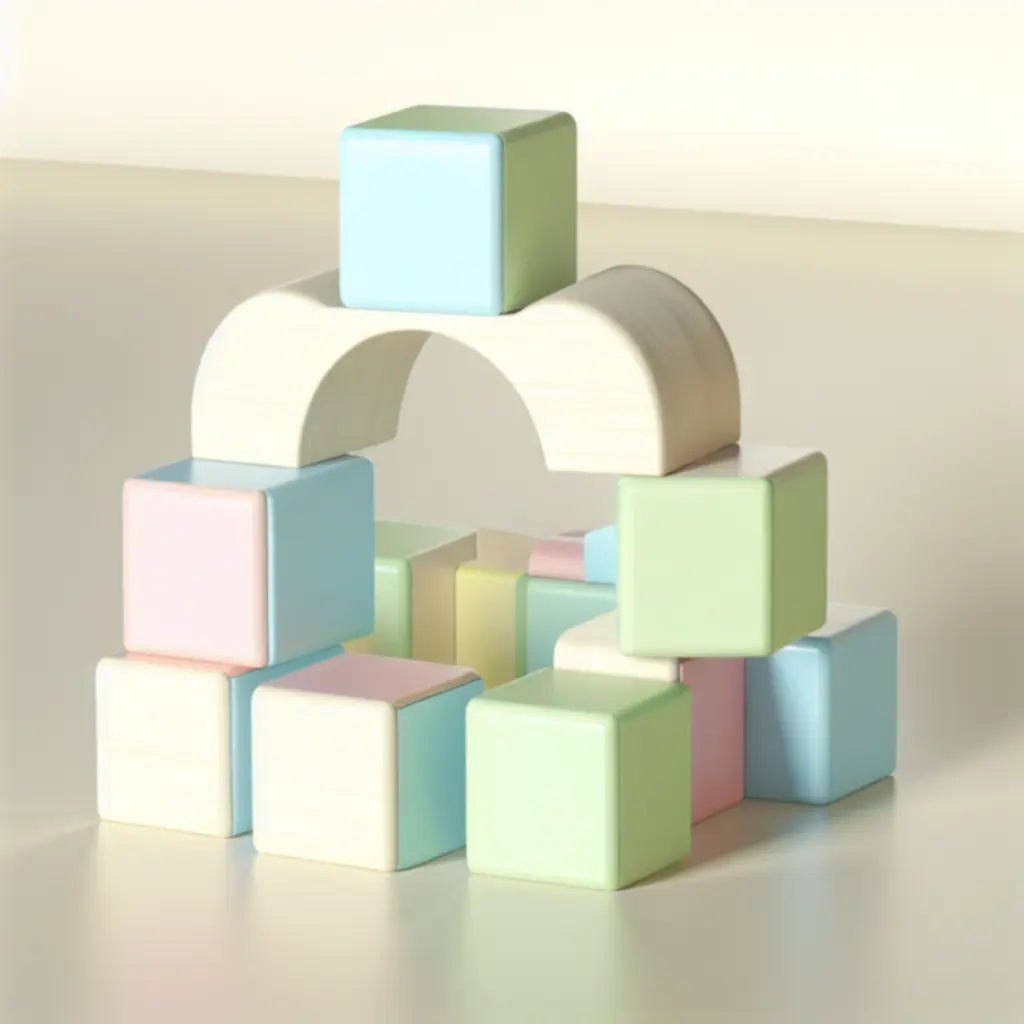 Klocki pastelowe SkyBlocks - drewniane, bezpieczne dla dzieci