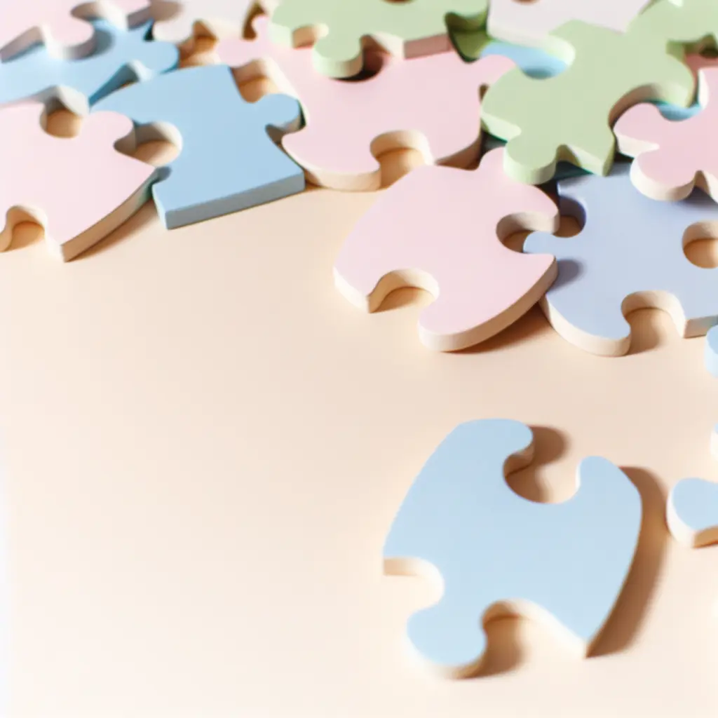 Drewniane puzzle w pastelowych kolorach