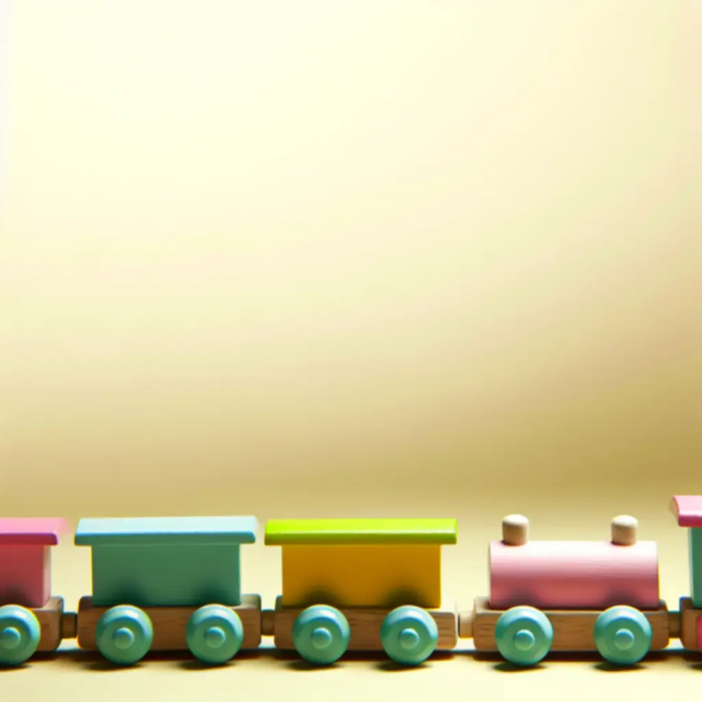 Drewniany pociąg WoodJoy z kolorowymi wagonikami