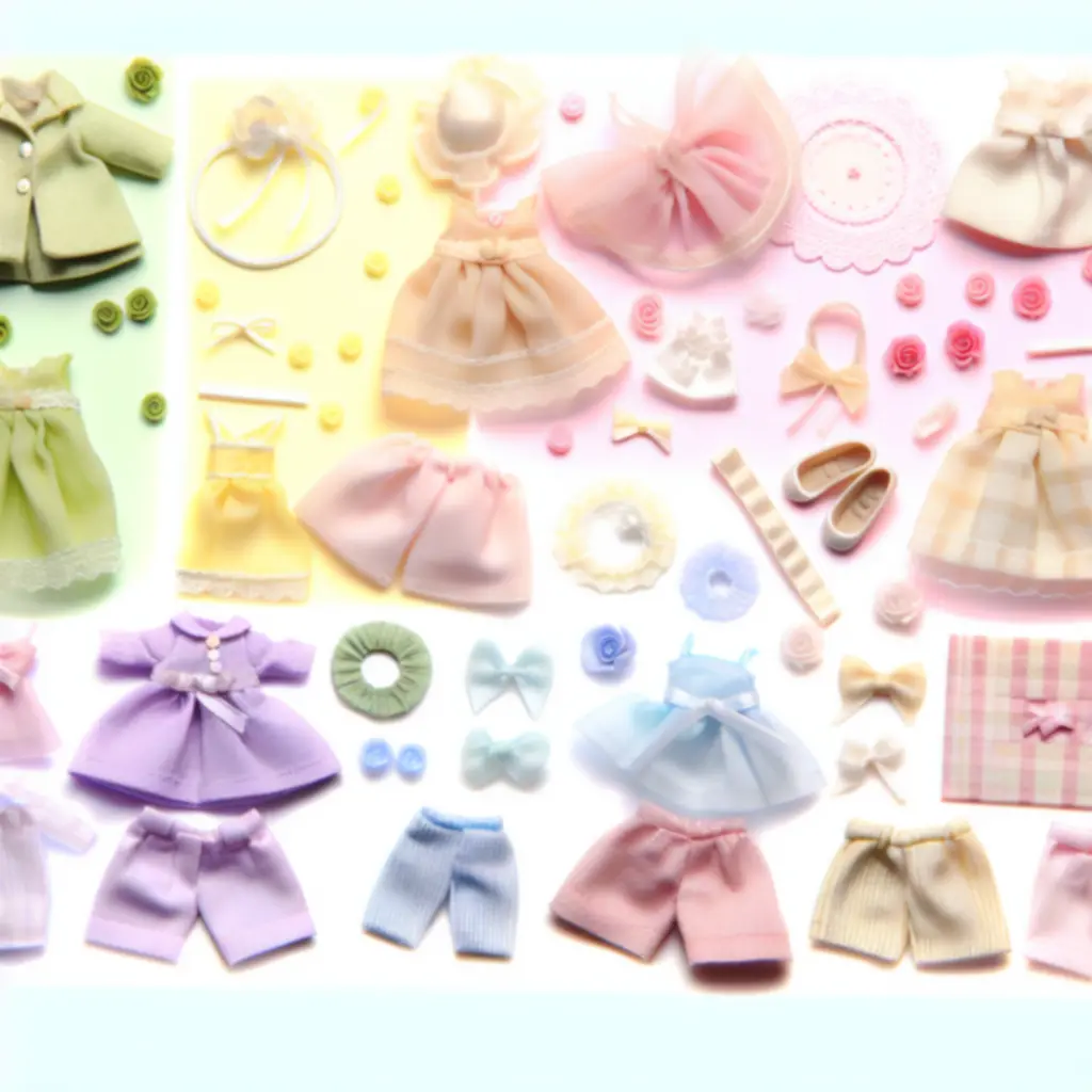 Pastelowe dodatki i ubranka dla lalek